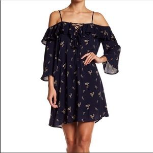 NEW Whyte Eyelash Navy Off-Shoulder Dress
